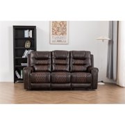 Ilyiano Two Tone Faux Leather Livingroom Reclining Sofa In Brown