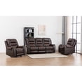thumbnail image 1 of Ilyiano Two Tone Faux Leather Three-PC Livingroom Reclining Set In Brown, 1 of 4
