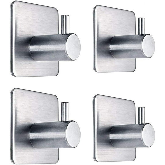 Ilymtics Adhesive Hooks,4 Pack Towel Coat Hooks Stainless steel