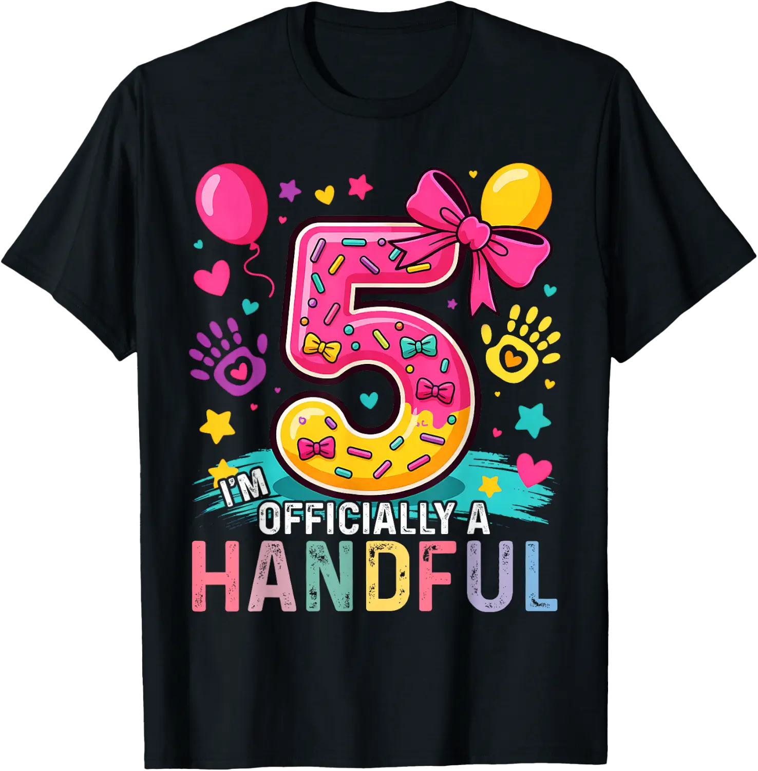 Im A Handful Five Pink Bow 5th Birthday Girls T-Shirt - Walmart.com