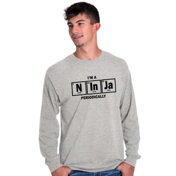 Im A Ninja Periodically Science Nerd Plus Size Long Sleeve Graphic Tee Shirt Brisco Brands 3X