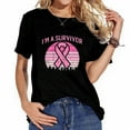 thumbnail image 1 of Im A Survivor Pink Ribbon Breast Cancer Awareness Women T Shirt Black 2X-Large, 1 of 5