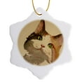 thumbnail image 1 of 3drose, Im All Ears - Animal, Calico, Calico Cat, Cat, Cats, Kitten, Pet, 3 inch Snowflake Porcelain Ornament, 1 of 7