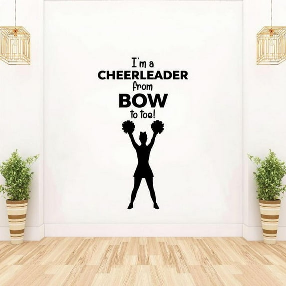 Im A Cheerleader From Bow To Toe Cherleader Silhouette Vinyl Wall Sticker Art Decal Girls Boys Kids Room Design Bedroom Gym Athlete House Home Decor Stickers Wall Art Vinyl Decoration Size(10x6 inch)