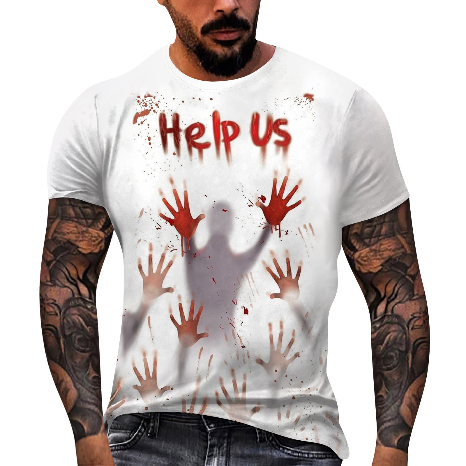 Im Fine Bloody Halloween Shirts for Men Problem Solved Bloody Costumes