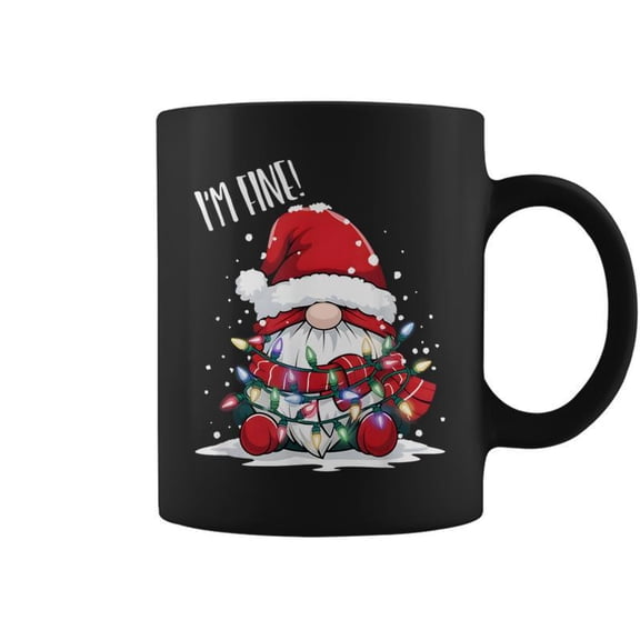 Im Fine Christmas Gnome Tangled Lights Xmas Holiday Coffee Mugs
