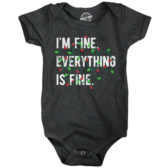Im Fine Everything Is Fine Baby Bodysuit Funny Sarcastic Christmas Lights Jumper For Infants