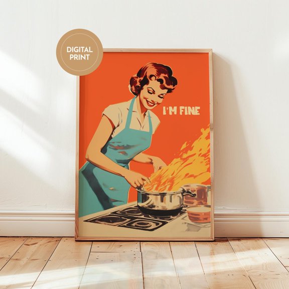 Im Fine Kitchen Nostalgic Retro Housewife Cooking Stylish Decorative Design Statement Wall Decor