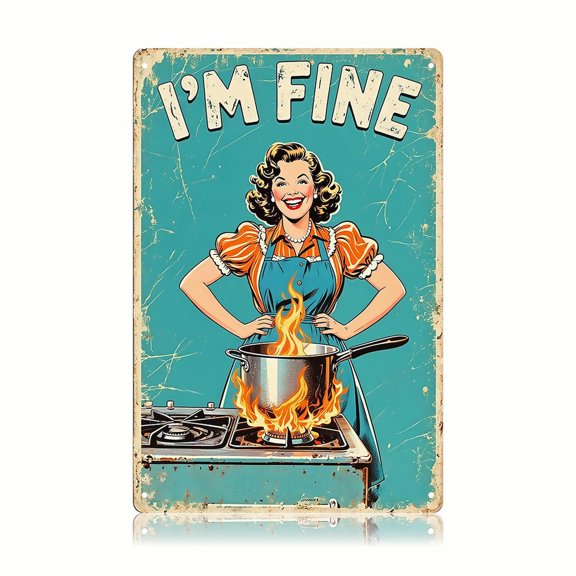 Im Fine Kitchen Sign, Vintage Cooking Wall Decor, Unframed Paper Poster 8x10in