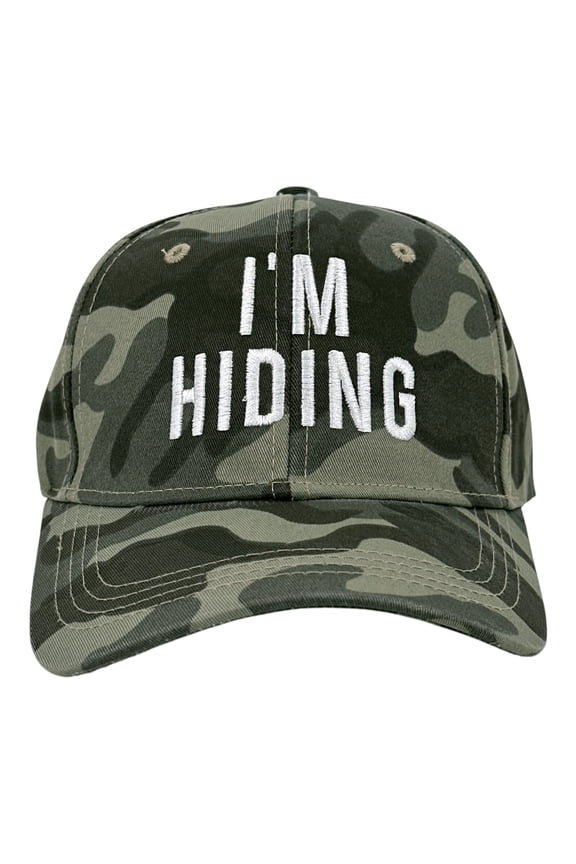 Im Hiding Hat Funny Sarcastic Hunter Camo Graphic Novelty Cap