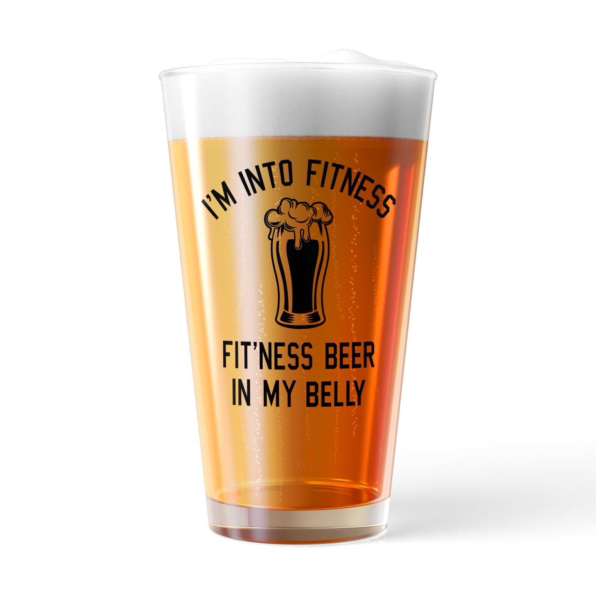 Im Into Fitness Beer In My Mouth Pint Glass Funny Sarcastic Drinking