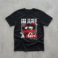 thumbnail image 1 of Im Just A Girl Graphic T-Shirt, Retro Red Lip Tee, Womens Grunge Style Shirt, 90s Inspired Top, 1 of 3