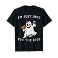 thumbnail image 1 of Im Just Here For The Boos Shirt Funny Halloween Ghost Wine Black T-Shirt, 1 of 5