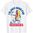 thumbnail image 1 of Im Just Here For The Hot Dog Wieners Funny 4th Of July T-Shirt Tops Tee, 1 of 4
