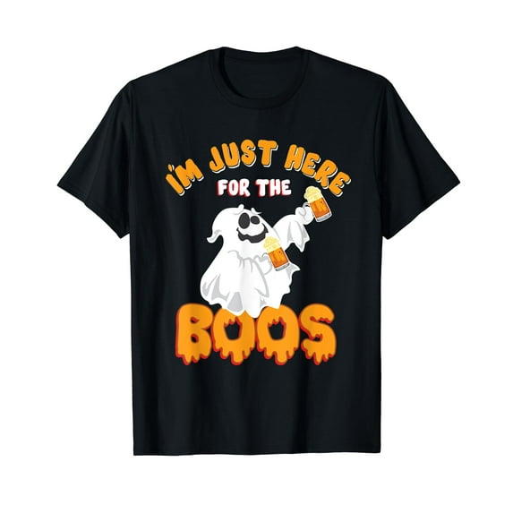 Im Just Here For the Boos Drinking Beer Gift Halloween Ghost T-Shirt