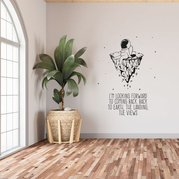 Im Looking Forward To Coming Back, Back To Earth, The Landing, The Views Quote Cute Astronaut Vinyl Wall Art Sticker Decal Home Kids Room Study Room Boys Girls Wall Decor Design Size (27x30 inch)