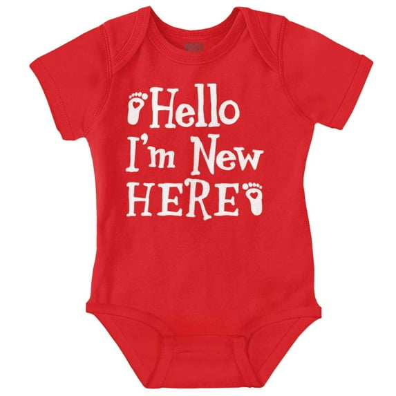 Im New Here Funny Cute Shower Present Romper Boys or Girls Infant Baby Brisco Brands 12M