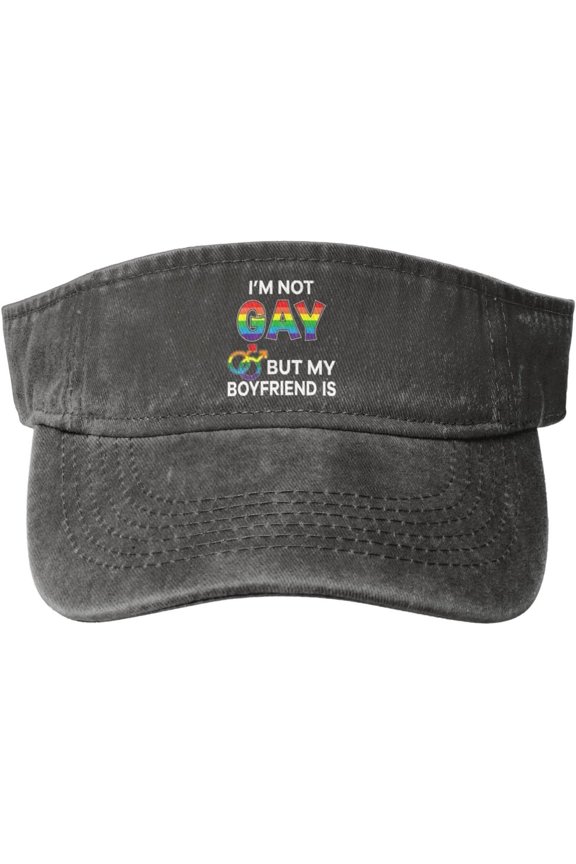 Im Not Gay But My Boyfriend is Pride LGBT Sport Sun Visor Hats for Men & Women Empty Top Baseball Cap,Black