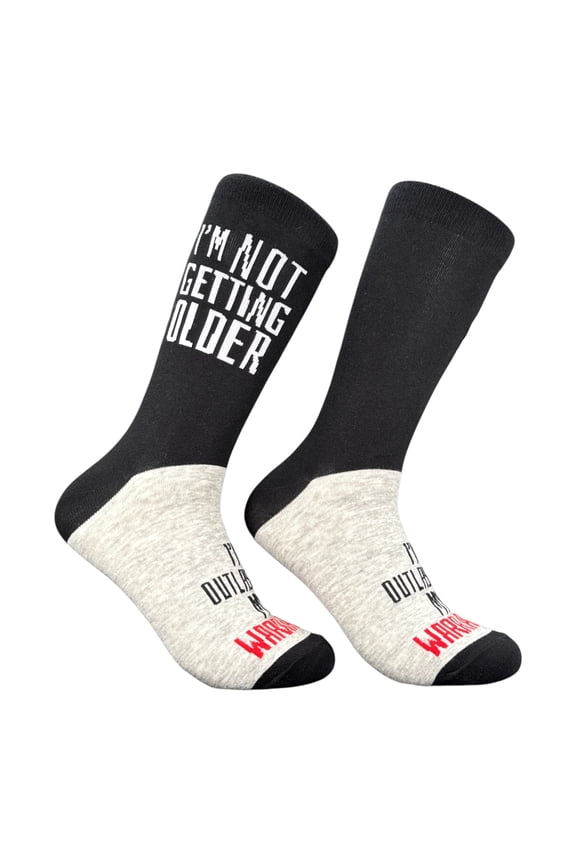 Im Not Getting Older Im Outlasting My Warranty Socks Funny Sarcastic Graphic Novelty Footwear For Men