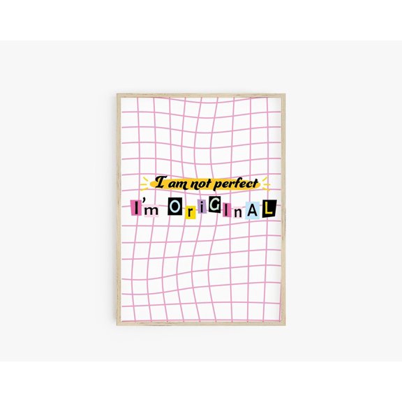 Im Original Y2K Decor Not Perfect 90s Aesthetic Retro Saying Trendy Dorm Decor, Unframed Canvas 8x10in
