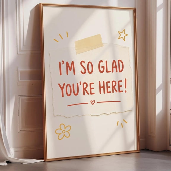 Im So Glad Youre Here Classroom Welcome Minimalist Collage Poster Unframed Paper Print