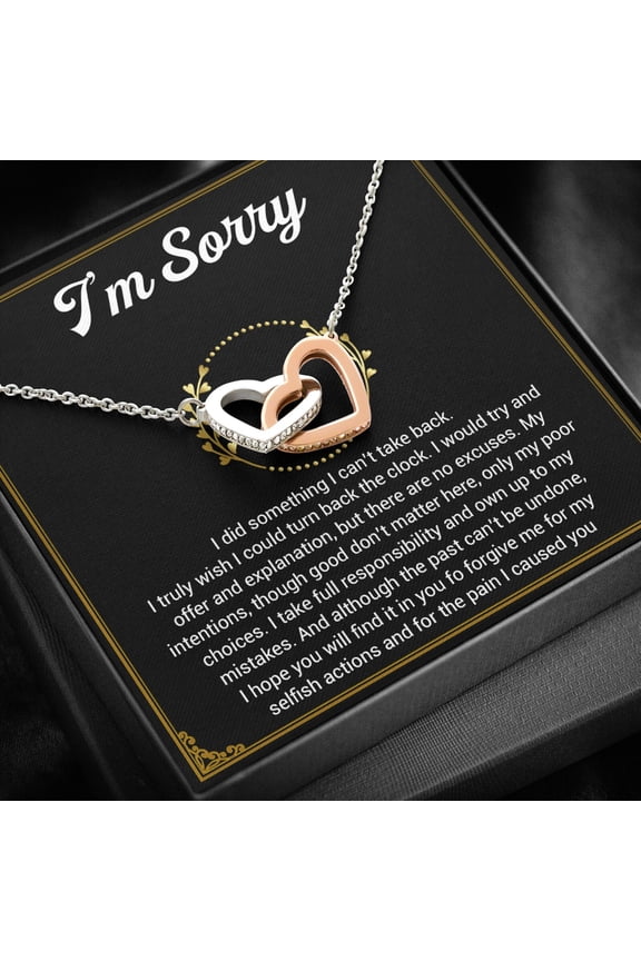 Im Sorry Apology Forgiveness Message Necklace, A Meaningful Necklace Perfect For Anniversaries Birthdays Valentine V4107, Multi Interlocking Heart Necklace