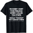 thumbnail image 1 of Im Sorry I Hurt Your Feelings I Funny Phrase I Sarcasm T-Shirt Black X-Large, 1 of 4