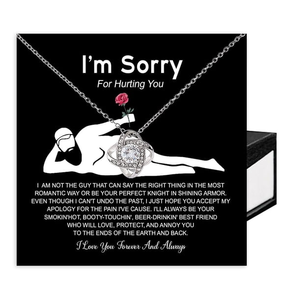 Im Sorry Necklace, Girlfriend, Presents For Girlfriend, Necklace Ideas For Wife, Im Sorry Necklace For Women Romantic Jewelry For Her Anniversary #486, White Love Knot Necklace