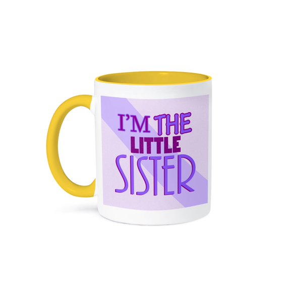 3dRose, Im the Little Sister Purple, 15oz Two-Tone Yellow Mug