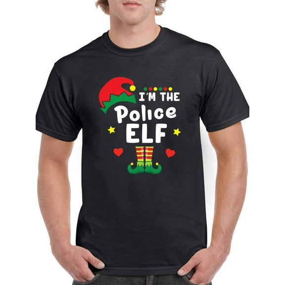 Im The Police Elf Christmas Men T-Shirt, Male Large
