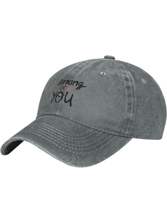 Im Thinking of You Slogan Cowboy Hats Unisex Adjustable Baseball Caps Gray