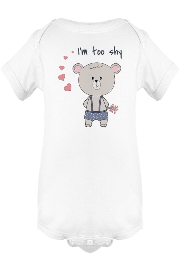Im Too Shy Bear In Love Cartoon Bodysuit Infant -Image by Shutterstock,  Newborn
