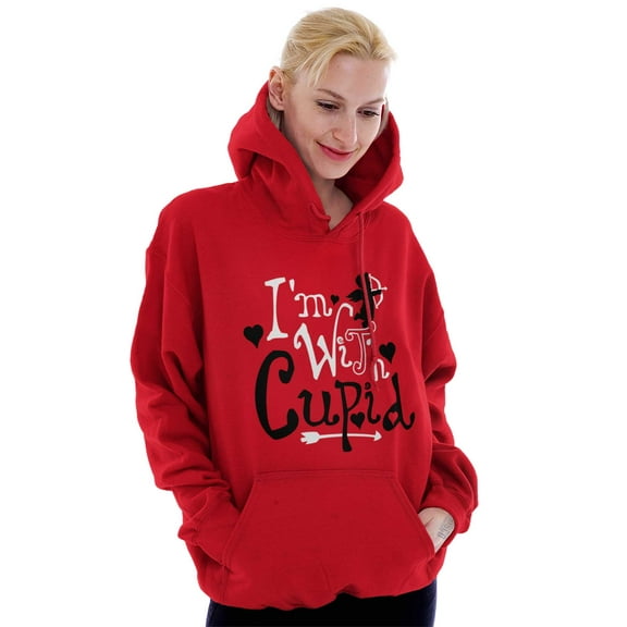 Im With Cupid Valentines Day Cute Hoodie Sweatshirt Women Brisco Brands L