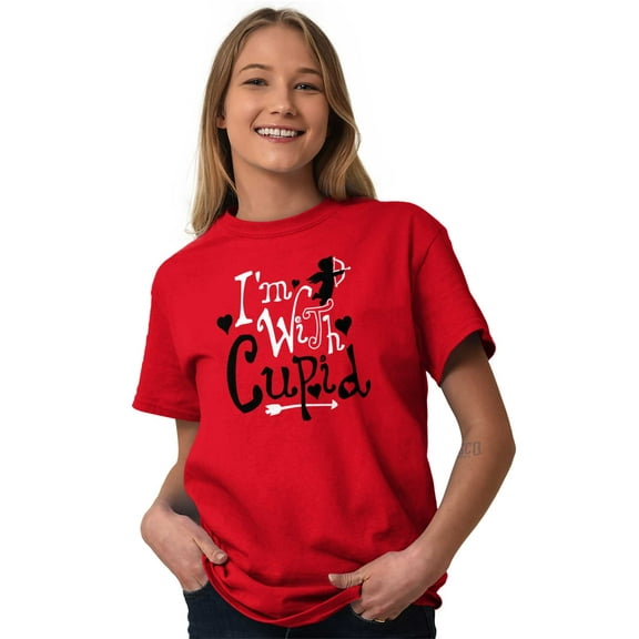 Im With Cupid Valentines Day Cute Women's Plus Size Graphic Tee Brisco Brands 2X