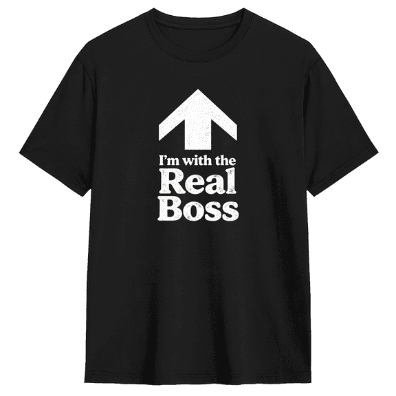 Im With The Real Boss Retro Graphic Tee for Men and Women, Funny Family Gift Cotton Short Sleeves T-Shirt