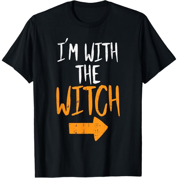 Im With The Witch Funny Halloween Matching Couple Him Men T-ShirtMen and women, Black T-shirt, size: Extra large