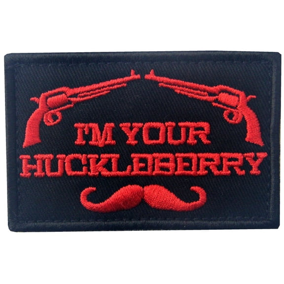 Im Your Huckleberry Patch Embroidered Tactical Applique Army Morale Hook And Loop Emblem, Red