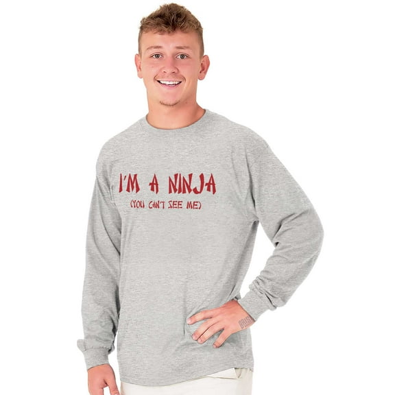 Im a Ninja You Cant See Me Fighter Men's Big & Tall Long Sleeve Graphic Tee Brisco Brands 3X