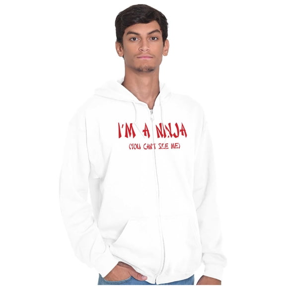 Im a Ninja You Cant See Me Fighter Men's Big & Tall Graphic Zip Up Hoodie Brisco Brands 2X