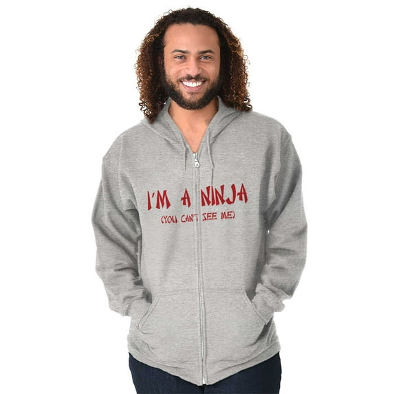 Im a Ninja You Cant See Me Fighter Men's Big & Tall Graphic Zip Up Hoodie Brisco Brands 3X