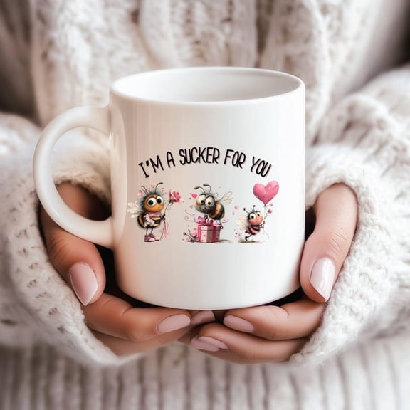 Im a Sucker For You Mug, VaL1entine Day Gifup, Happy VaL1entine Day Mug, Romantic Mug, Cute VaL1entines Day Bee Mug, Love Quote Cup