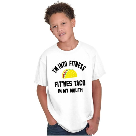 Im into Fitness Taco In My Mouth Gym Crewneck T Shirts Boy Girl Teen Brisco Brands S