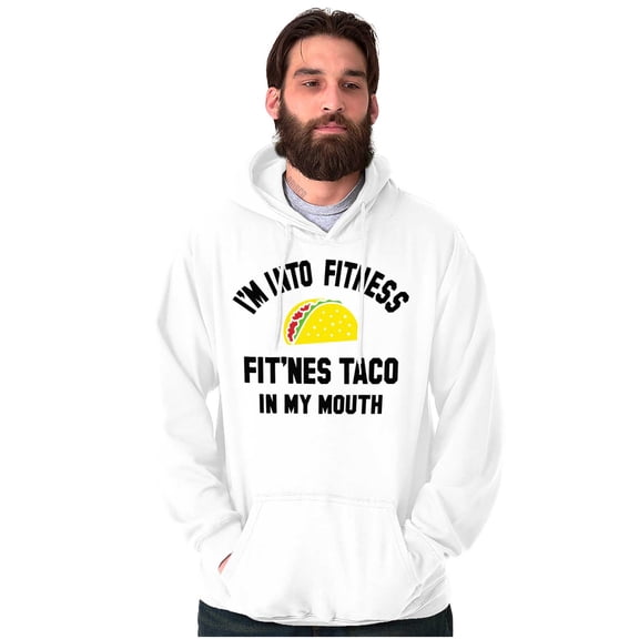 Im into Fitness Taco In My Mouth Gym Unisex Plus Fleece Graphic Hoodie Brisco Brands 3X