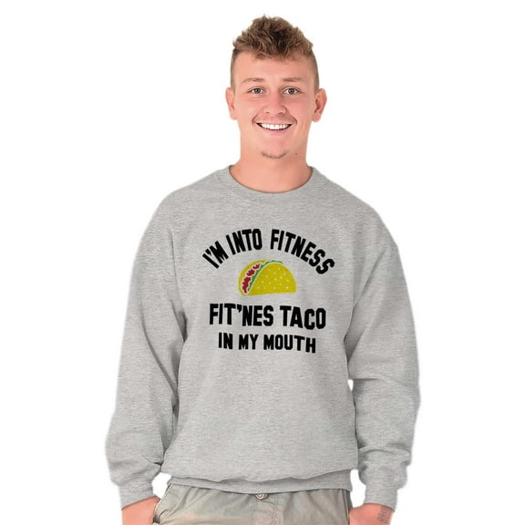 Im into Fitness Taco In My Mouth Gym Unisex Plus Fleece Graphic Sweatshirt Brisco Brands 2X