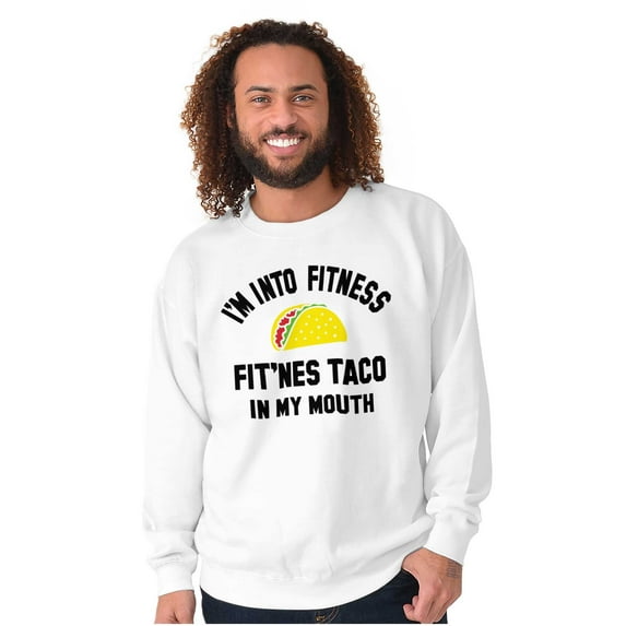 Im into Fitness Taco In My Mouth Gym Unisex Plus Fleece Graphic Sweatshirt Brisco Brands 5X