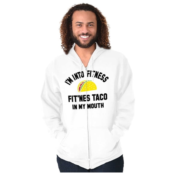 Im into Fitness Taco In My Mouth Gym Zip Up Hoodie Men's Women's Brisco Brands S
