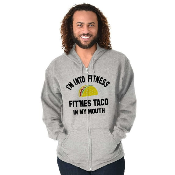 Im into Fitness Taco In My Mouth Gym Zip Up Hoodie Men's Women's Brisco Brands X