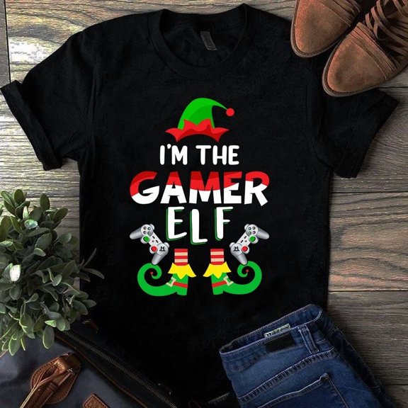 Im the Gamer Elf Christmas Xmas Gamer Gift Holiday Graphic Unisex T-Shirt, up to Size 5XL