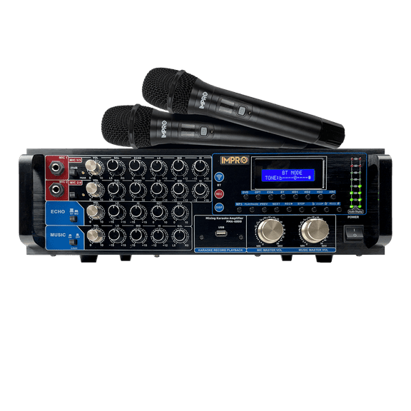 ImPro PMA-6800 800W Mixing Amplifier Bundle with ImPro UHF-77 Wireless Microphones (Black)