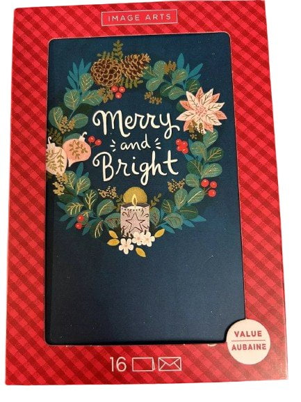 Image Arts Merry & Bright Boxed Christmas Cards 16 Cards w/ Envelopes
